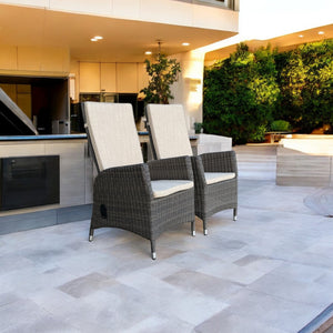 Outdoor Wicker Gas Spring Recliner Highback Dining Chair (Set of 2)
