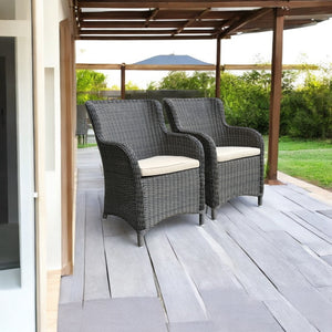 ORMOND - Set of 2 Outdoor PE Wicker Turin Dining Chairs