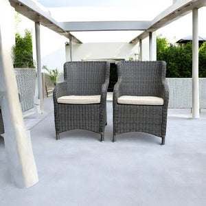 ORMOND - Set of 2 Outdoor PE Wicker Turin Dining Chairs