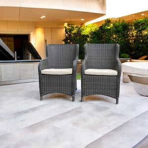 ORMOND - Set of 2 Outdoor PE Wicker Turin Dining Chairs