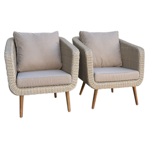 VERMONT - 4 Seater Outdoor Timber Wicker 2 Seater Lounge & Sofas Set