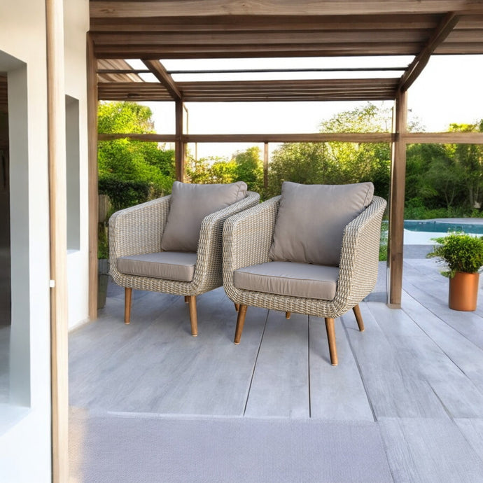 VERMONT - Outdoor Wicker Timber Single Sofa (Set of 2)
