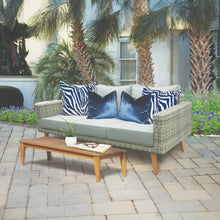 ST KILDA outdoor patio set with a 3-seater sofa and coffee table on a stone patio - DECOR STAR