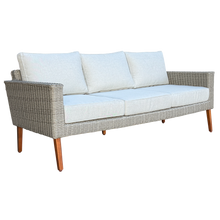 St Kilda Outdoor 3‑Seater Wicker Lounge with Timber Table