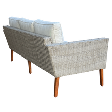 St Kilda Outdoor 3‑Seater Wicker Lounge with Timber Table