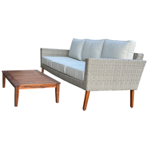St Kilda Outdoor 3‑Seater Wicker Lounge with Timber Table
