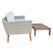 St Kilda Outdoor 3‑Seater Wicker Lounge with Timber Table