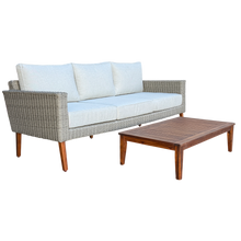 St Kilda Outdoor 3‑Seater Wicker Lounge with Timber Table