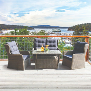 TOORAK - Quality 4 Seater Outdoor Wicker Coffee Lounge Set