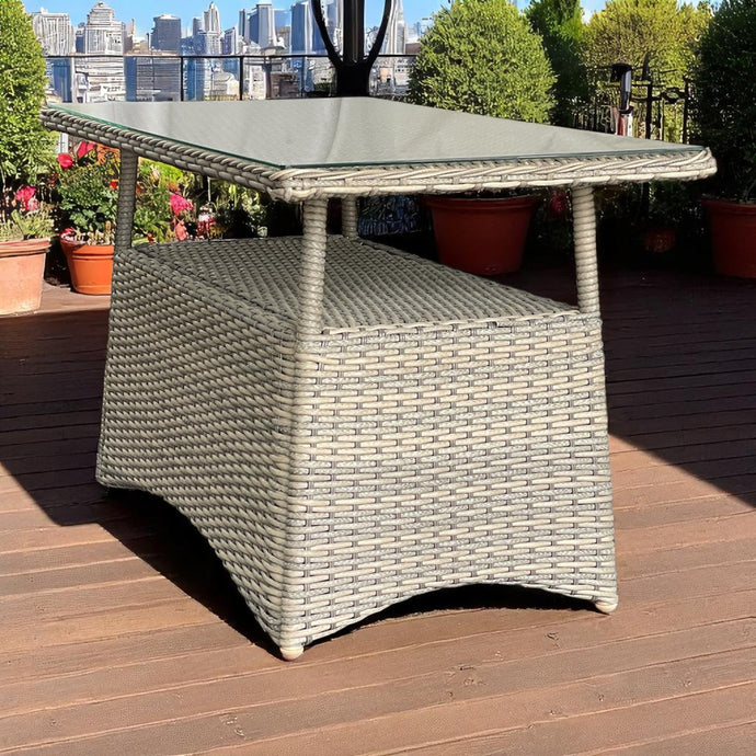 TOORAK - Outdoor Wicker Rectangle Coffee Table With Shelf Under
