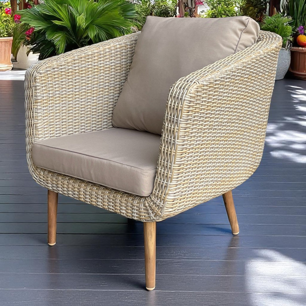 VERMONT - Outdoor Wicker Timber Single Sofa (Carton of 2)