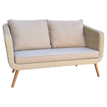 Vermont 4‑Piece Outdoor Lounge Set – Acacia Timber & Wicker, Kubu Grey