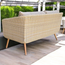 Vermont Outdoor Wicker 2-Seater Sofa with Timber Legs & Cushions