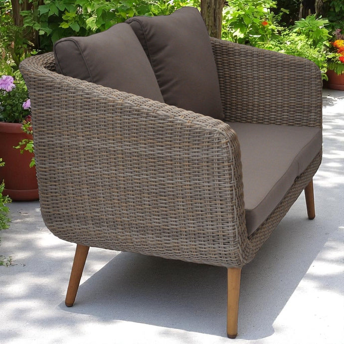 VERMONT - Outdoor Timber Wicker Double Seaters Sofa