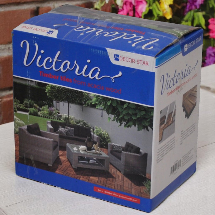 VICTORIA - 10pcs Modular Acacia Timber Decking Garden Flooring Tiles