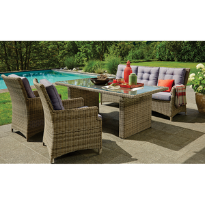 PRE ORDER: ALPHINGTON - Quality 5 Seaters Outdoor Wicker Large Rectangle Table Dining Set - Furniture Star Direct