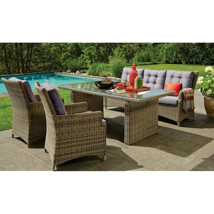 PRE ORDER: ALPHINGTON - Quality 5 Seaters Outdoor Wicker Large Rectangle Table Dining Set - Furniture Star Direct