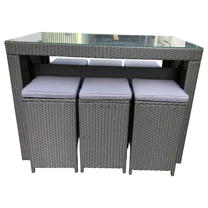 ALTONA 7 Piece 6 Seater Outdoor Wicker Bar Set - Furniture Star Direct