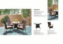 DONVALE - 5 Piece Balcony Patio Round Table and Stacking Chair Set