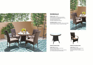 DONVALE - 5 Piece Balcony Patio Round Table and Stacking Chair Set