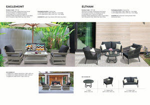 EAGLEMONT - Elegant 4 Seater Outdoor Rectangle Coffee Table Lounge Set