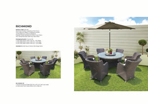RICHMOND - 8 Piece Outdoor Wicker Round Dining Set with Lazy Susan