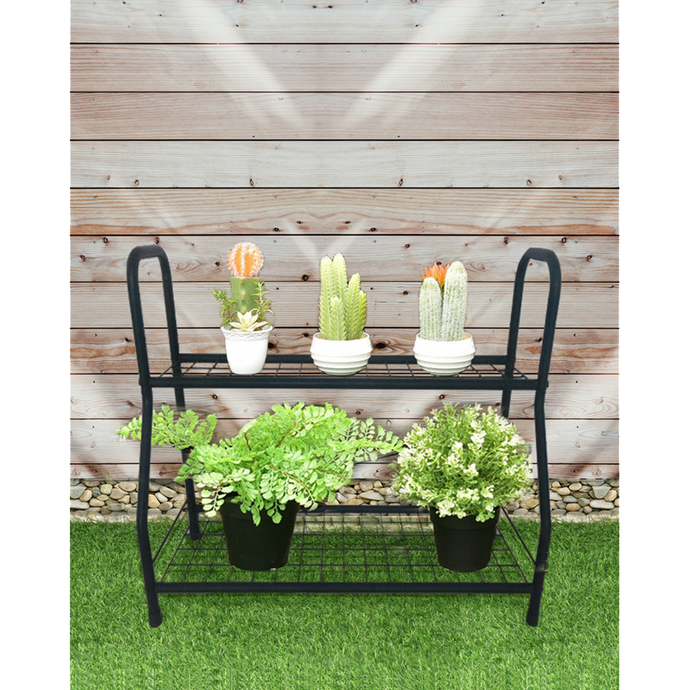 BAYSIDE - 2 Tiers Plant Stand Pot Planter Rack Garden Flower Display Shelf Storage - Furniture Star Direct
