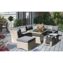 PRE-ORDER BRIGHTON - 8 Seater Outdoor Wicker Rectangle Dining Table Lounge Set - Furniture Star Direct