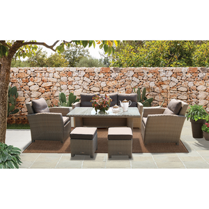 PRE-ORDER CAMBERWELL - Exclusive 7 Seater Outdoor Wicker Rectangle Dining Table Set - Furniture Star Direct