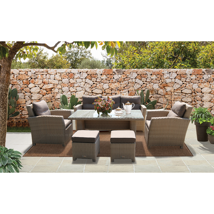 PRE-ORDER CAMBERWELL - Exclusive 7 Seater Outdoor Wicker Rectangle Dining Table Set - Furniture Star Direct