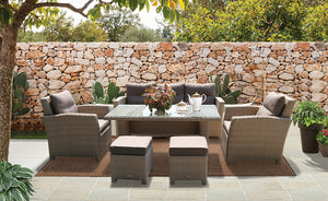 CAMBERWELL - Outdoor Synthetic Wicker Rectangle Dining Table - Furniture Star Direct