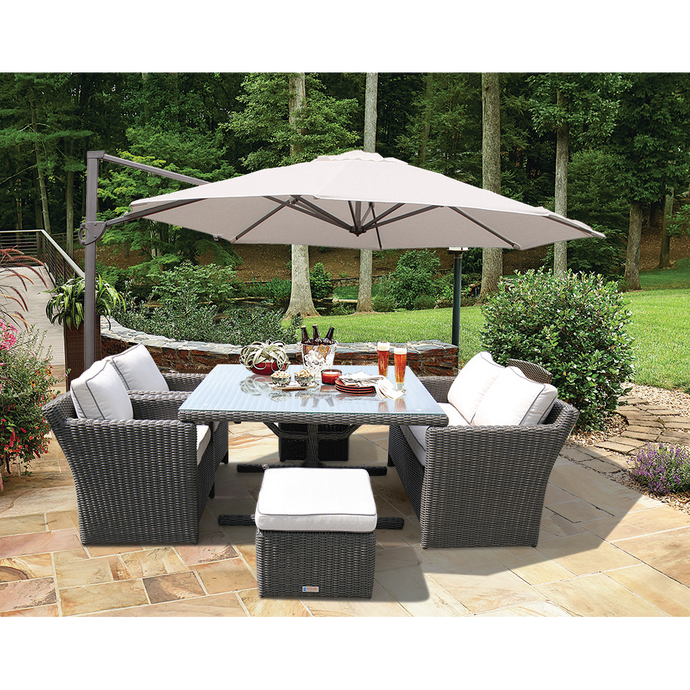 PRE-ORDER CARLTON - 6 Seater Outdoor Wicker Stylish Square Table Dining Set - Furniture Star Direct