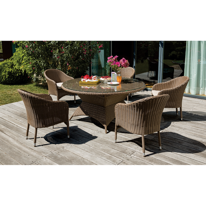 PRE-ORDER CLIFTON HILL - Spacious 7 Piece Outdoor Wicker Round Table Dining Set - Furniture Star Direct