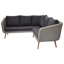 MITCHAM - 5 Seater Outdoor Timber Wicker Corner Lounge - Furniture Star Direct