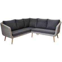 MITCHAM - 5 Seater Outdoor Timber Wicker Corner Lounge - Furniture Star Direct
