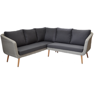 MITCHAM - 5 Seater Outdoor Timber Wicker Corner Lounge - Furniture Star Direct