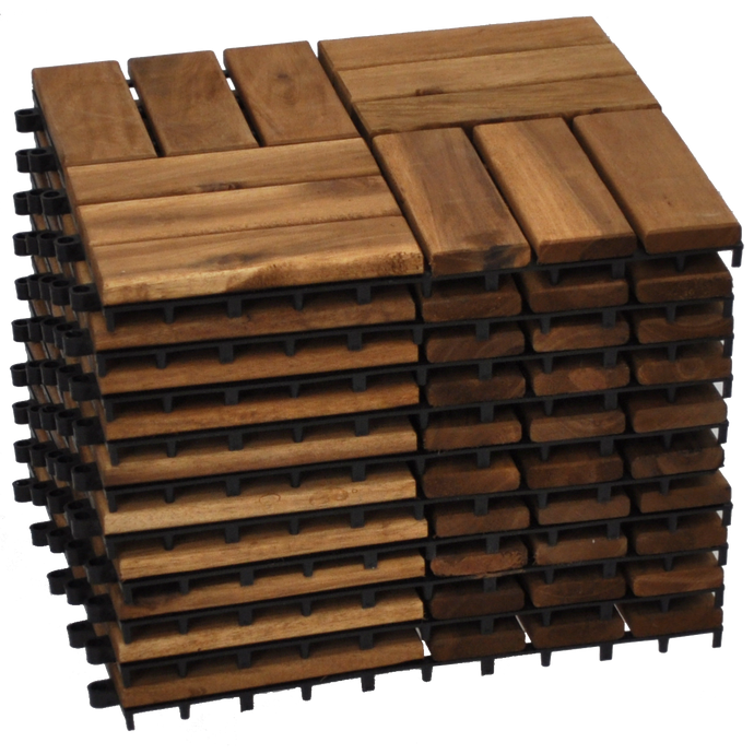 VICTORIA - 10pcs Modular Acacia Timber Decking Garden Flooring Tiles - Furniture Star Direct