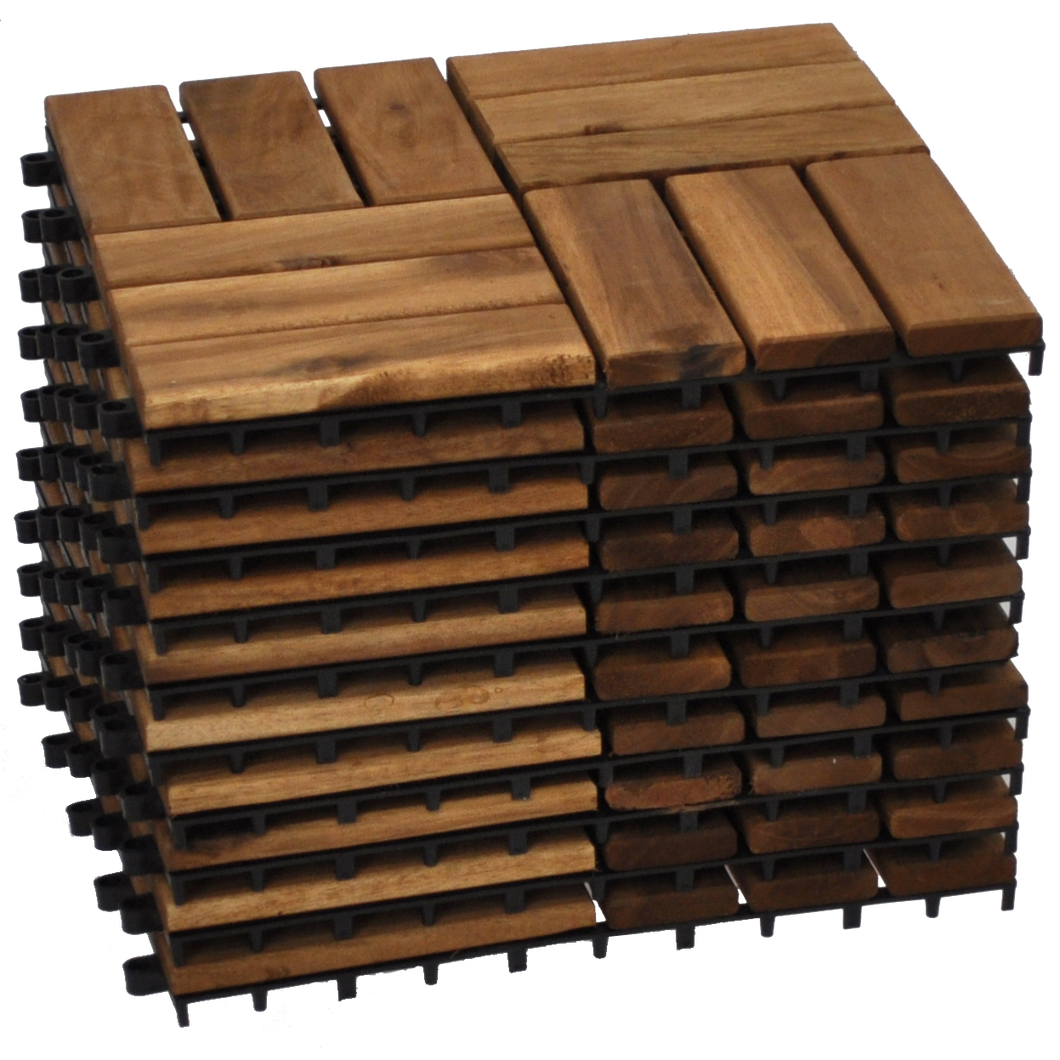 VICTORIA - 10pcs Modular Acacia Timber Decking Garden Flooring Tiles - Furniture Star Direct