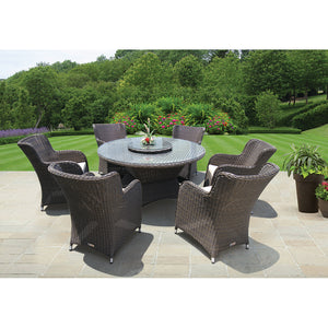PRE-ORDER McKINNON - Outdoor Wicker Large Round Dining Table with Lazy Susan - Furniture Star Direct