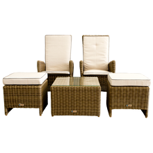PRE-ORDER KEW - 5 Piece Outdoor Garden Recliner Chair Square Table Set - Furniture Star Direct