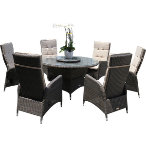 PRE-ORDER RICHMOND - Outdoor Wicker Dining Round Table 140cm with Lazy-Susan - Furniture Star Direct