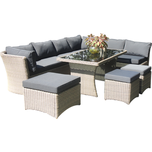 PRE-ORDER BRIGHTON - 8 Seater Outdoor Wicker Lounge with Ottomans - Furniture Star Direct