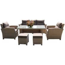 PRE-ORDER CAMBERWELL - Exclusive 7 Seater Outdoor Wicker Rectangle Dining Table Set - Furniture Star Direct