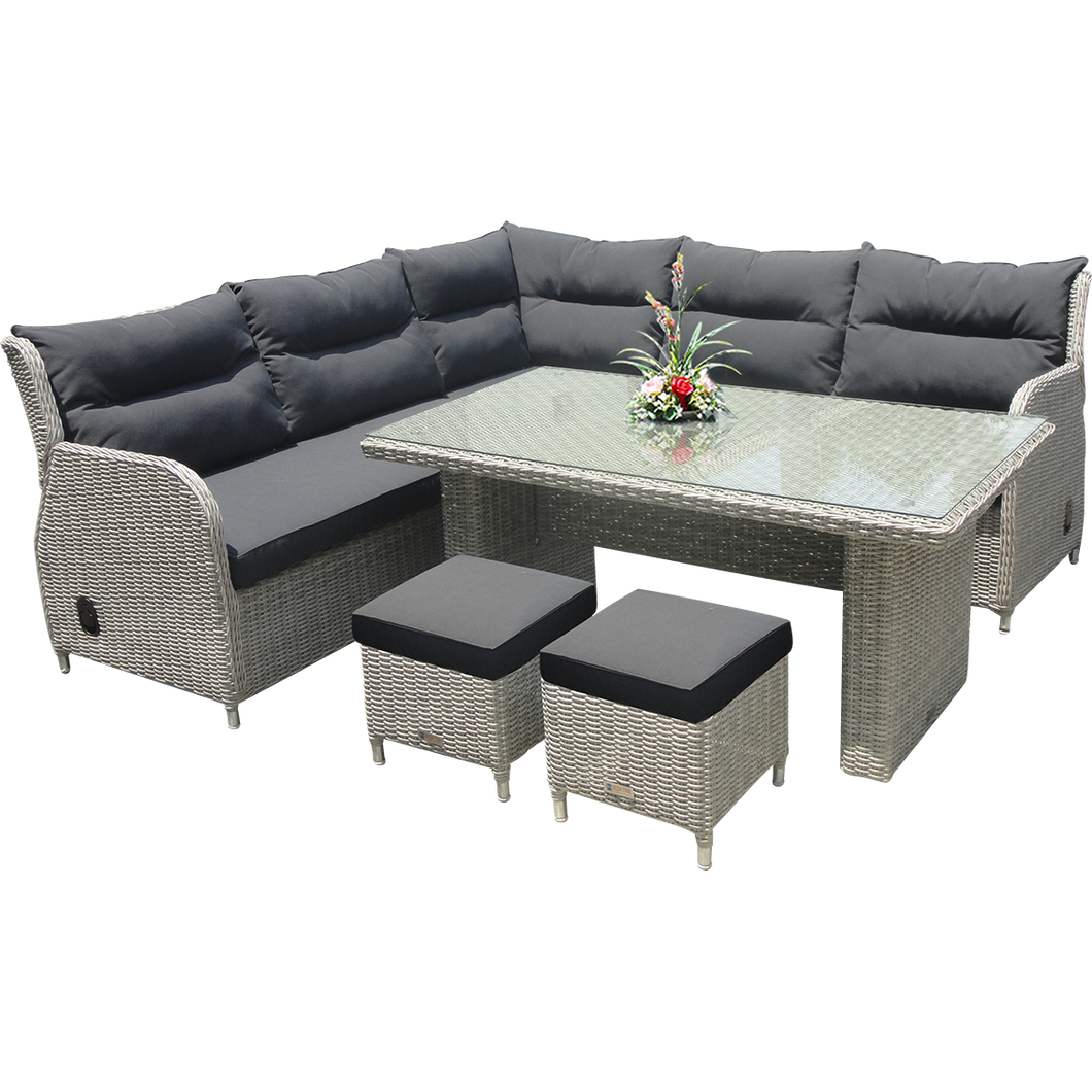 ARMADALE 7 Seater Outdoor Wicker Recliner Lounge Dining Set