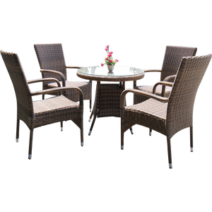 DONVALE - Balcony Patio Wicker Round Coffee Table - Furniture Star Direct