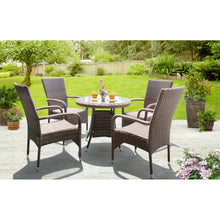 DONVALE - 5 Piece Balcony Patio Round Table and Stacking Chair Set - Furniture Star Direct