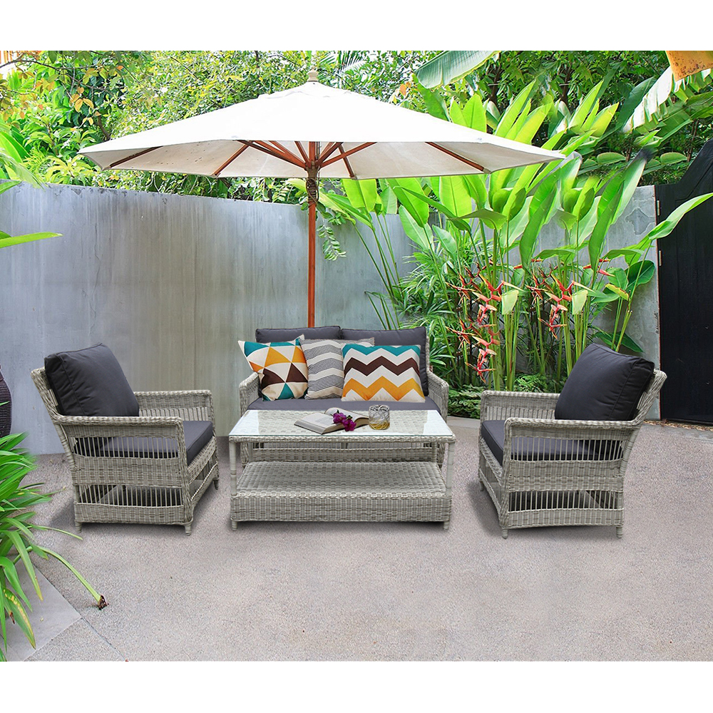 PRE-ORDER EAGLEMONT - Elegant 4 Seater Outdoor Rectangle Coffee Table Lounge Set - Furniture Star Direct