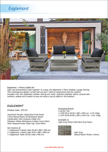 PRE-ORDER EAGLEMONT - Elegant 4 Seater Outdoor Rectangle Coffee Table Lounge Set - Furniture Star Direct