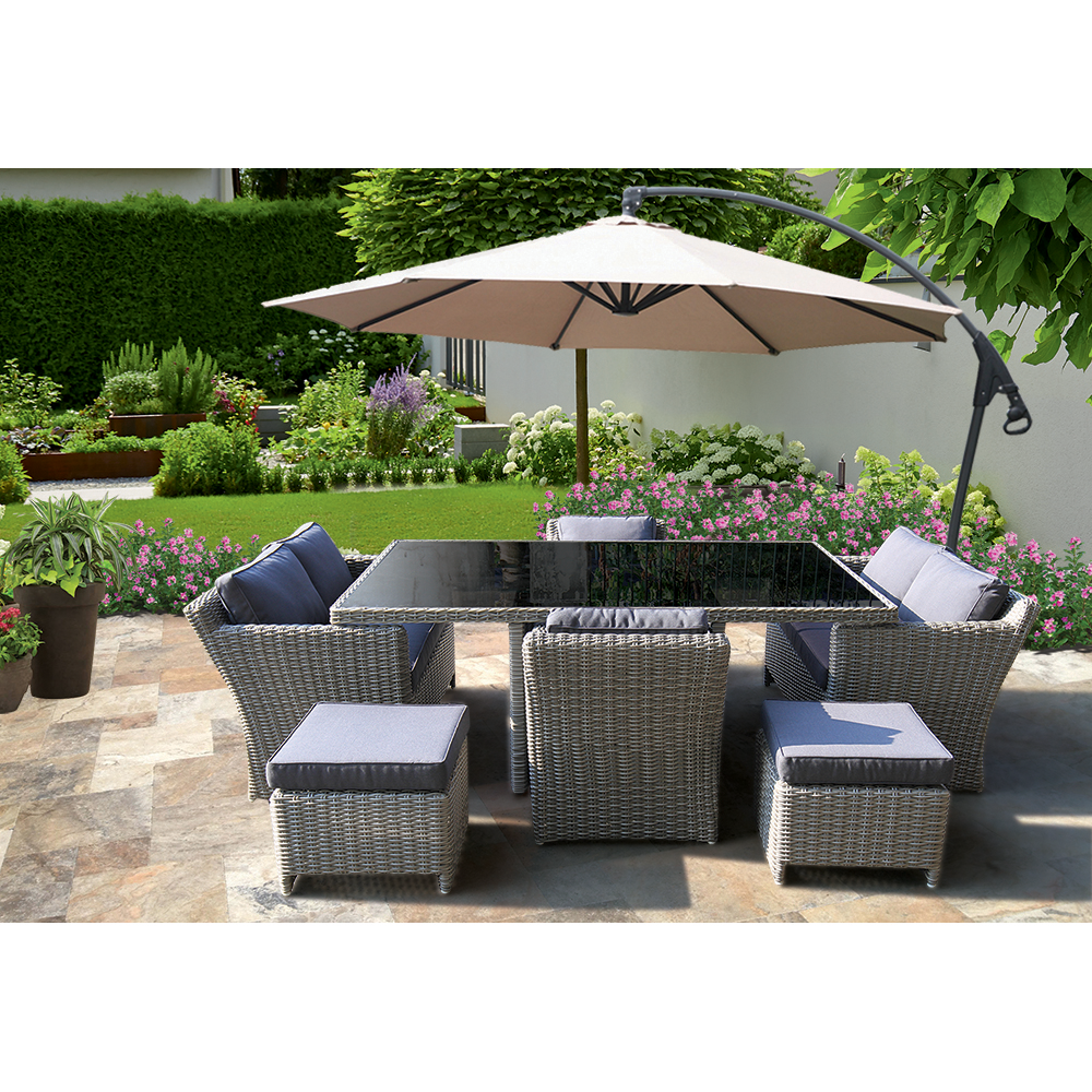 PRE-ORDER ELWOOD - Premium 8 Seater Outdoor Wicker Rectangle Table Dining Set - Furniture Star Direct