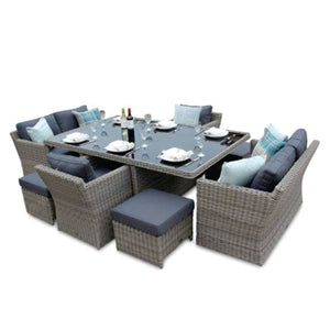 PRE-ORDER ELWOOD - Premium 8 Seater Outdoor Wicker Rectangle Table Dining Set - Furniture Star Direct